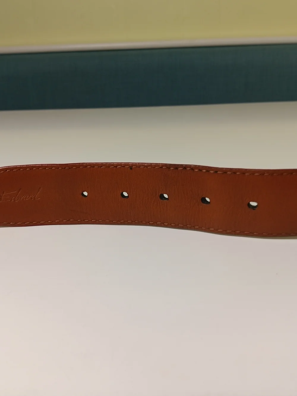 Francis Edward Belt Mens 38 Black Genuine Italian Calf Leather Brass Buckle